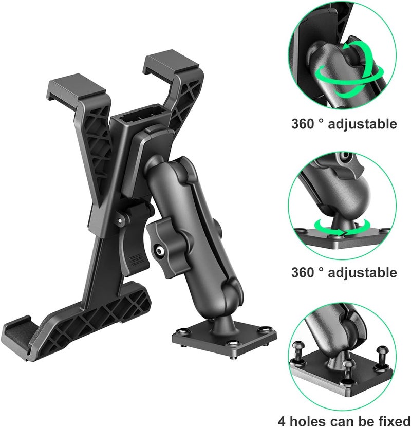 OHLPRO Heavy Duty Drill Base Tablet Holder Car Mount Dashboard for 7" - 11.5" Tablets, iPad/iPad Mini Samsung Galaxy, Multi-Angle, Industrial, Black - Image 3